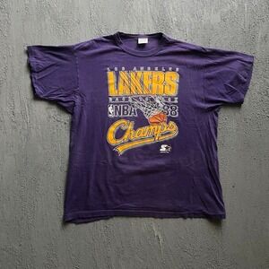 Vintage Los Angeles Lakers Shirt XL Purple 1980s NBA Champs Starter